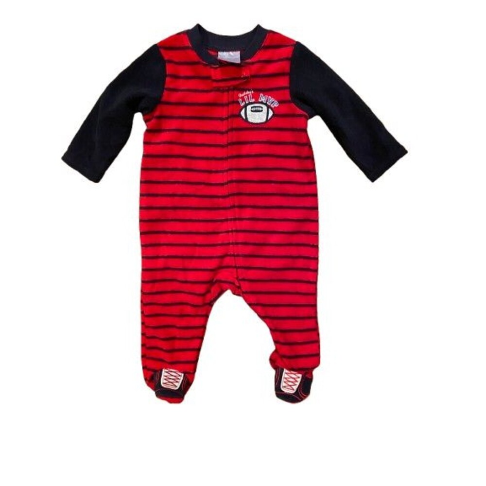 3-6 Month Footed Fleece Sleeper Bodysuit Small Wonders Daddy's Lil MVP Football